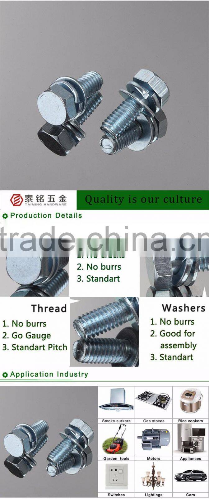 3Cr Blue Zinc Plated Carbon Steel SEMS Machine Screw