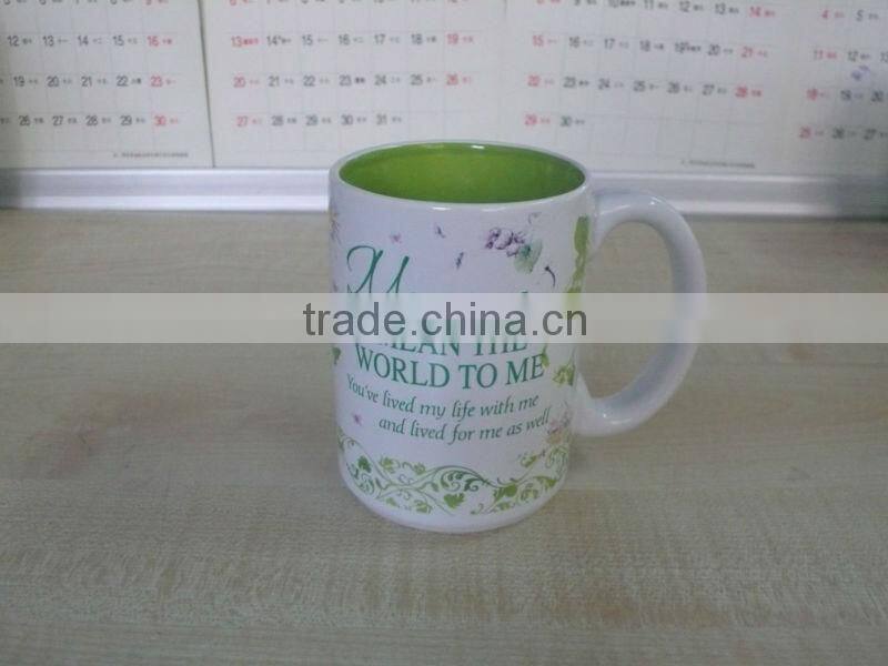 Inner Green Glazed Stoneware Promotional Mug for Brithday Gift