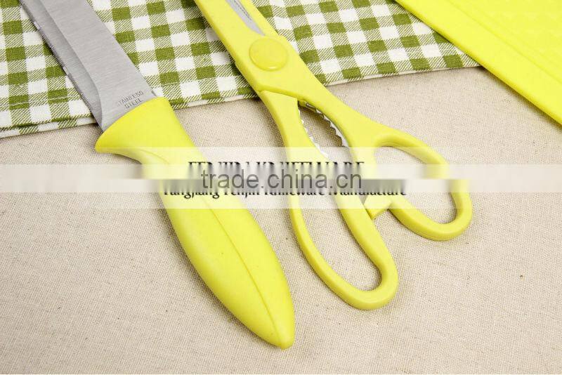 HOT Sale 4pcs Plastic Handle Chinese Knife Set with Chopping Board and Shear