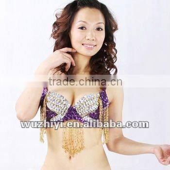 2012 new hot fashion professional belly dance accessories,sexy sequin tassels blue belly dance bra tops (202#)