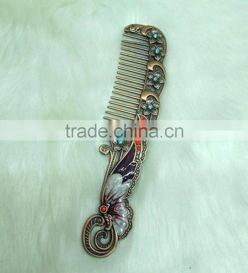 promotional gift comb mirror set/red bronze cosmetic pocket mirror set