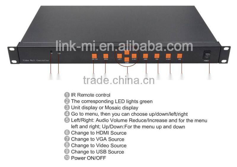 LM-TV09 HDMI/VGA/AV/USB 3x3 LED/LCD Video Wall Controller Built-in Conversion For Analog/Digital