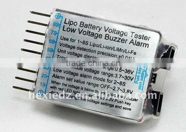 balance meter tester 1-8S Lipo Battery Tester Low Voltage Buzzer Alarm