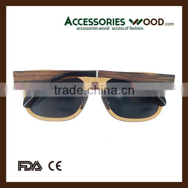 Hoting Selling Wooden Sunglasses with Wooden Layered Frame and Polarized Coating Lenses