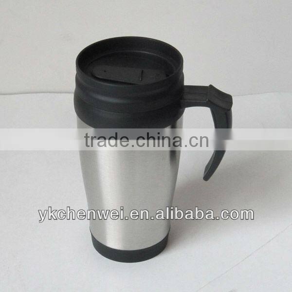 cheap 450ML double wall plastic travel mugs with handle TV product