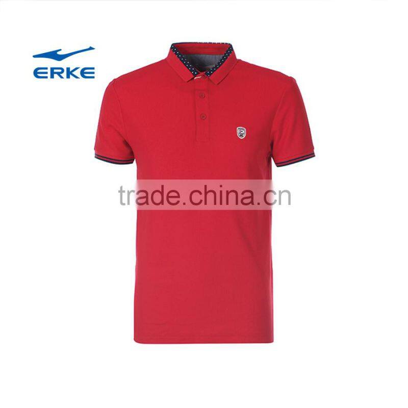 ERKE simple style mens summer leisure mirco collar short sleeve t shirt office cheap wholesale polo