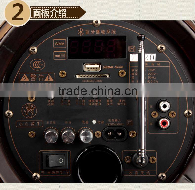 New design wooden barrel loudspeaker with bluetooth radio