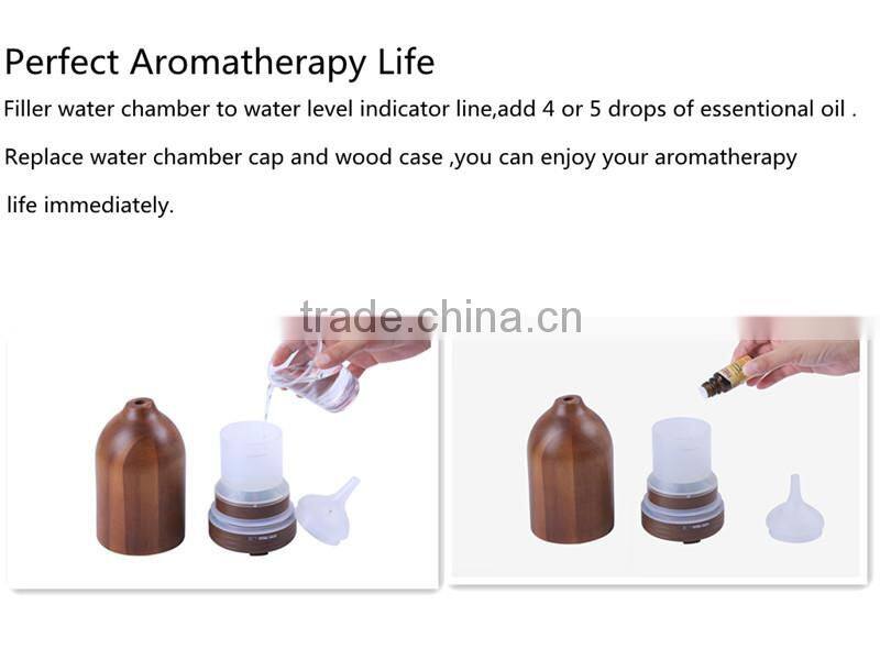 Wood+ABS+PP aroma oil diffuser, Wooden essential oil aroma diffuser, 100ml ultrasonic diffuser oil with 1 year warranty