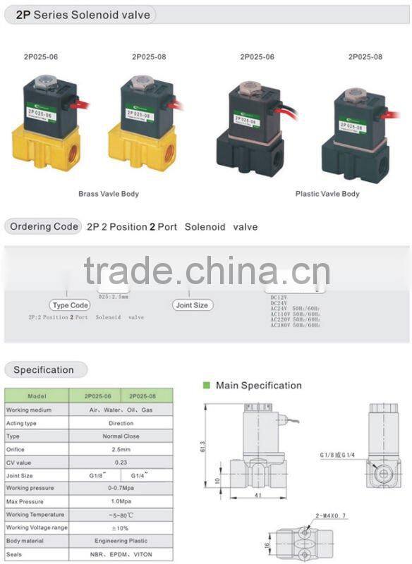 2P Series Direct Acting Plastic Solenoid Valve