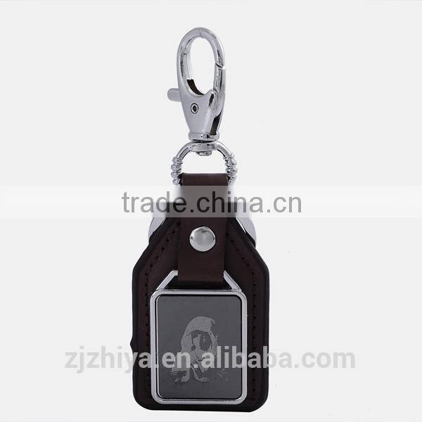 Promotion religious custom made genuine handmade leather keychain