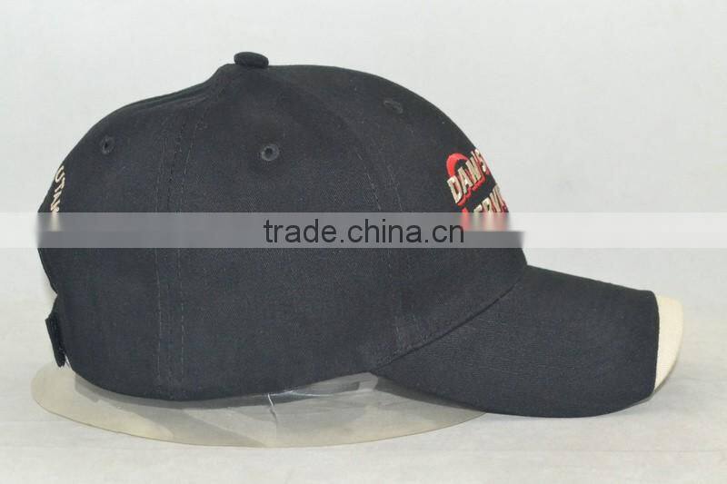 Guangzhou hat factory professional custom / / embroidery logo / 100% cotton/black and yellow baseball caps