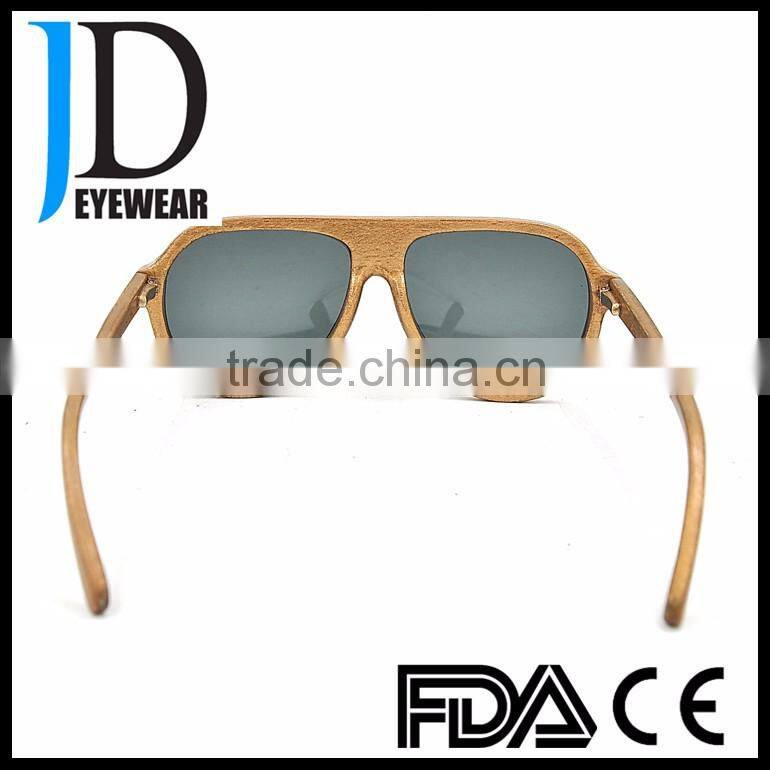 Hot Sell Polarized Natural Wood Framed Flat Top Sunglasses
