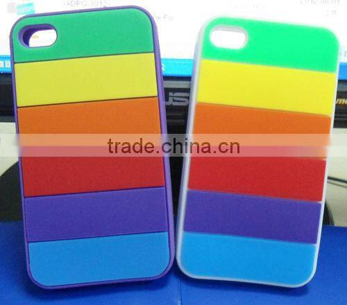 Colorful Bilayer Silicone Rainbow Case for iPhone 5