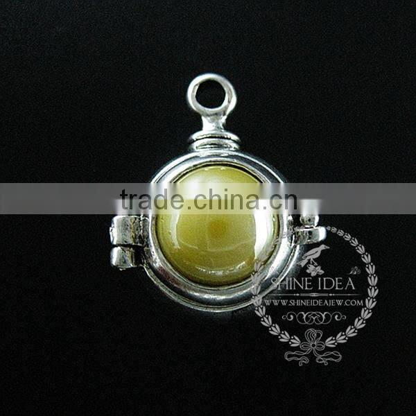 22mm round setting silver platd steam punk blue,orange,green,purple,sky blue and champage ceramic DIY pendant charm 1830068