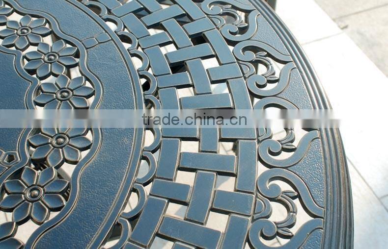 2016 New Design Cast Aluminum 5-Piece Dining Set with Seat Cushions and Round Dining Table, Antique Bronze Finish