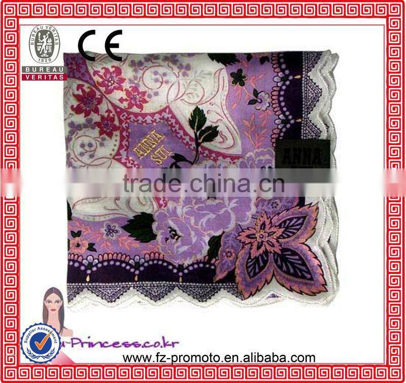 Wholesale emboroidery Silk Handkerchief/ soft handkerchief