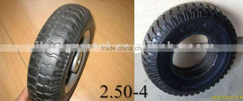Filled pu flat free wheel wheelbarrow pu foam wheels 3.25-8
