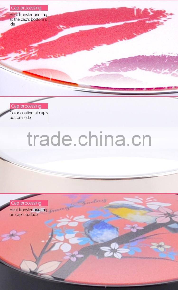 Fashionable Shiny Gold jar for air cushion BB CC new makeup round airless powder jar