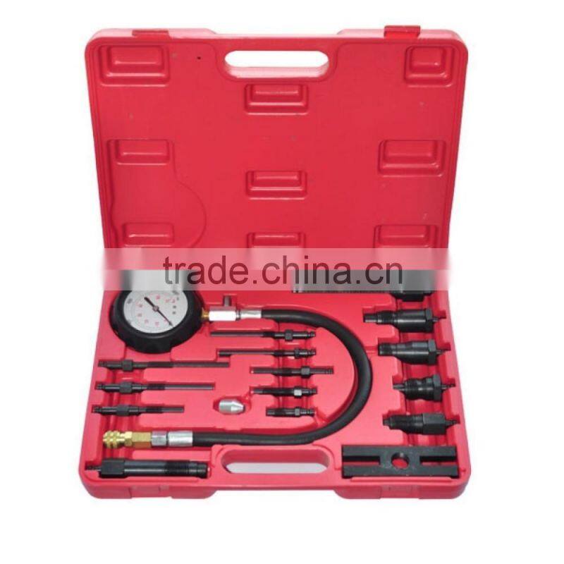 17 PIECE PRO DIESEL ENGINE CYLINDER COMPRESSION TEST TESTER KIT & GAUGE