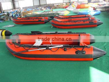 2.4m red PVC aluminium floor inflatable rowing boat