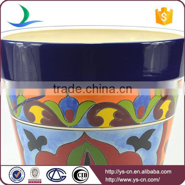 YSfp0007-03 Round shape hand print 12 inch flower pot for garden