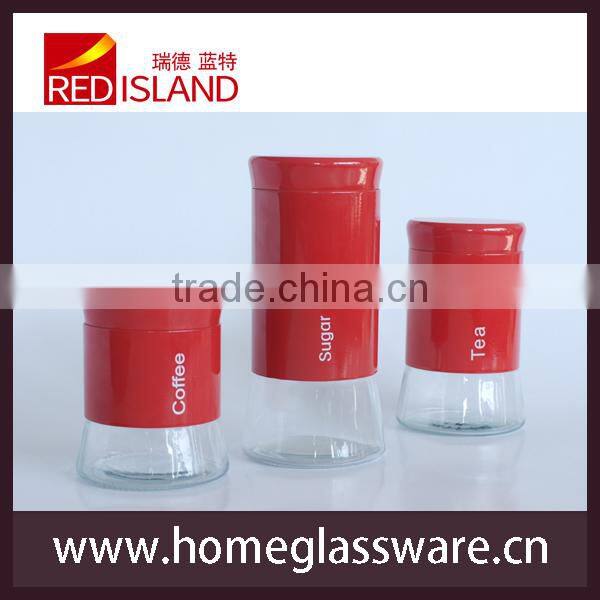 wholesale 3 pcs Glass candy bottle & storage jars with plastic gasket ring