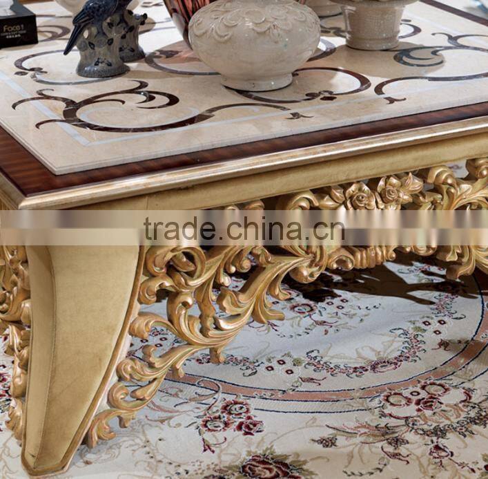 Luxury solid wood living room furniture exquisite hand carving square coffee table