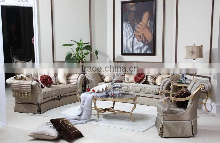 French Style Palace Living Room Furniture, Replica Design Fabric Upholstery Sofa, Noble Sofa Couch Set