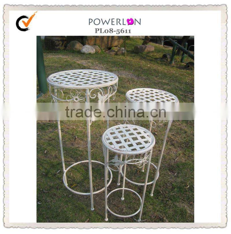 Antique White Set /2 Metal Flower Pots Wholesale