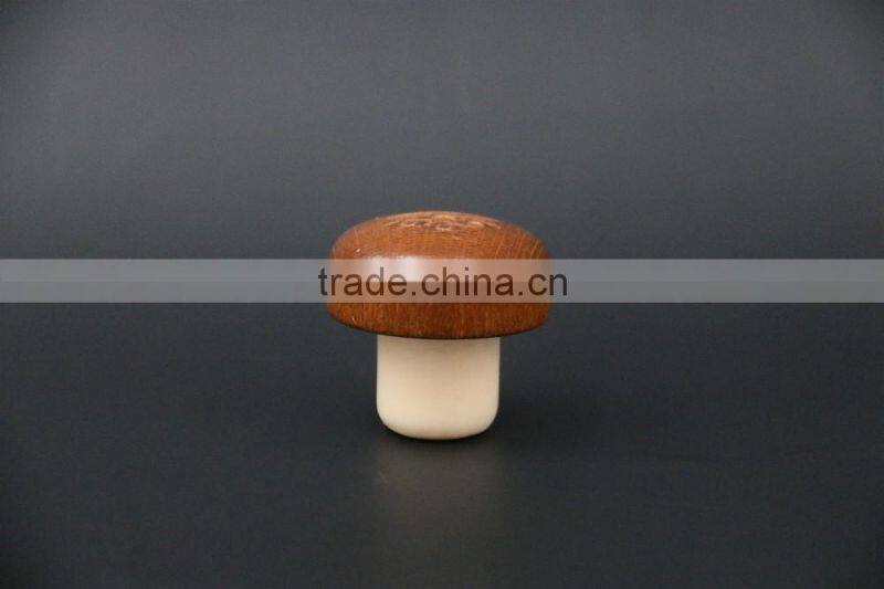 Custom wooden top with synthestic cork wood cork stopper