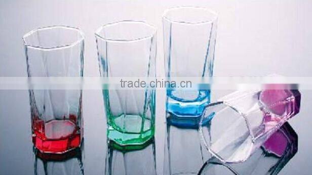 2015 wholesale Popular bottom colored water glass blow tumbler