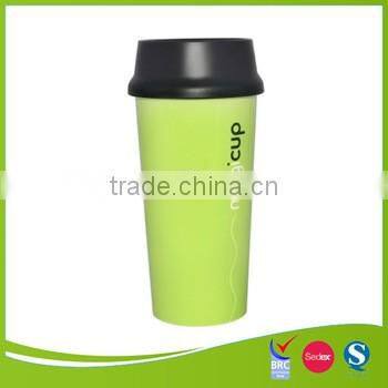 custom IML plastic double wall coffee cup with lid