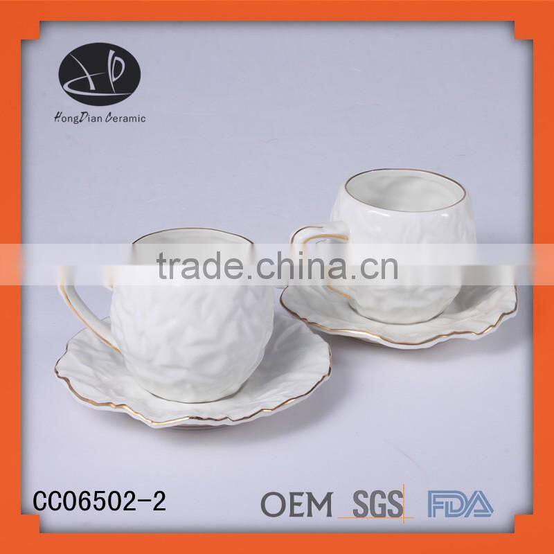 Fine bone china dinnerware set with gold rim,teapot with cup set,6pcs cup & saucer set