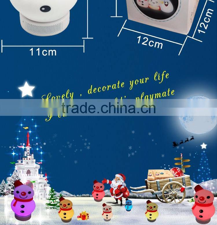 Christmas gift mini portable snowman shape bluetooth speaker with LED light