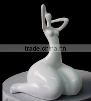 Abstract Modern Style White Fiberglass/Resin Nude Fat Woman