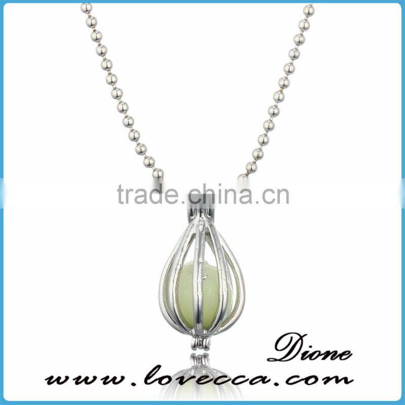 New arrival water drop Glow in the dark luminous necklace locket pendant wholesale