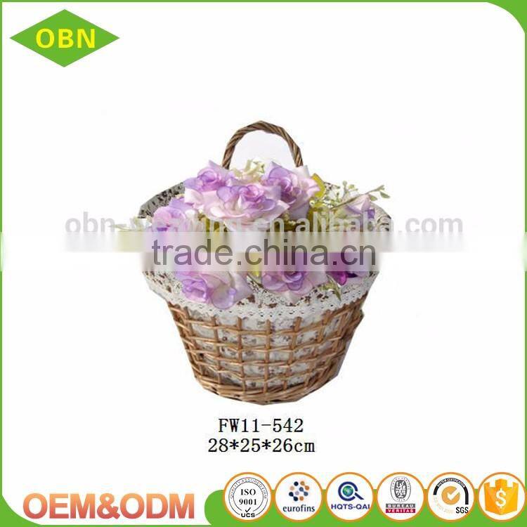 Custom willow wicker hanging flower basket for home decoration