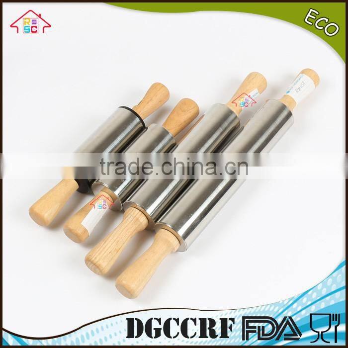 NBRSC Professional Non-Stick Roller metal Silicone Rolling Pin Dough Roller Wooden Handles