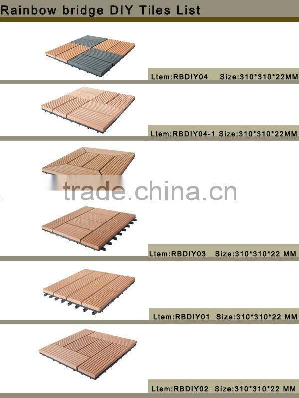 WPC DIY flooring tile slip resistance, easy to install DIY interlocking floor tiles, decking floor low price WPC tile