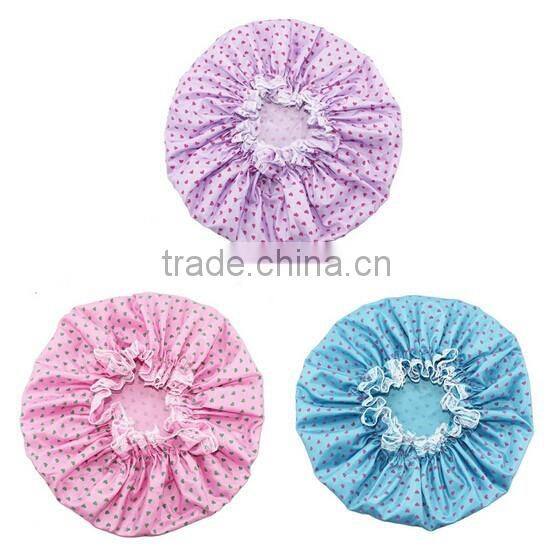 double-deck waterproof nylon mesh Shower Cap Makeup cap