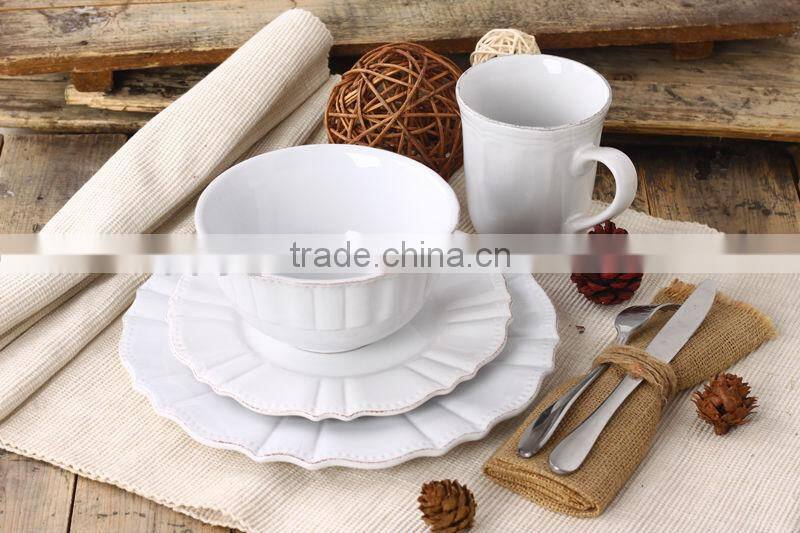 embossed solid color 16pcs dinnerware set