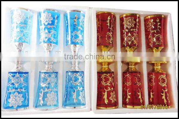 African Style Golden Silver Colorful Glass Cup