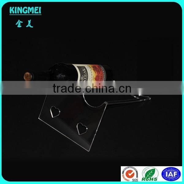 Custom hot bending single wine bottle display holder on desk for stores