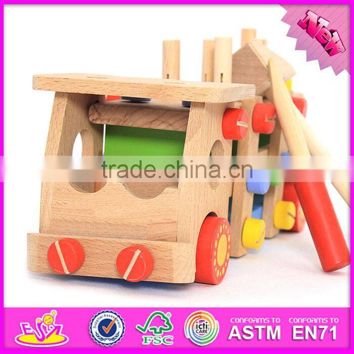 2016 new design kids diy wooden screw car toy W03C024