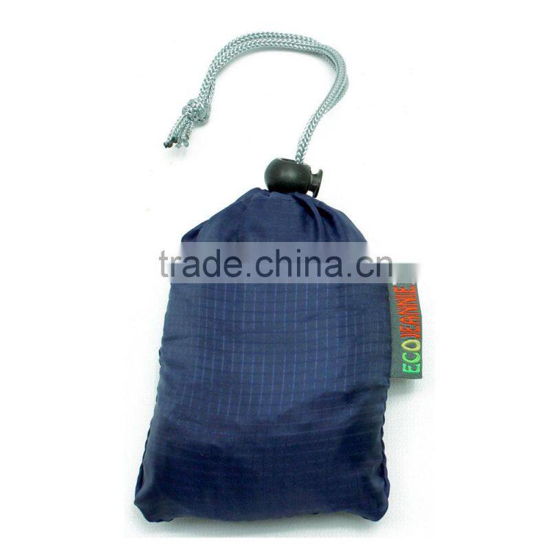 NEW Eco Friendly Ripstop Nylon Foldable Reusable Bag Grocery Shopping Tote Bag with velcro on the top of the handles