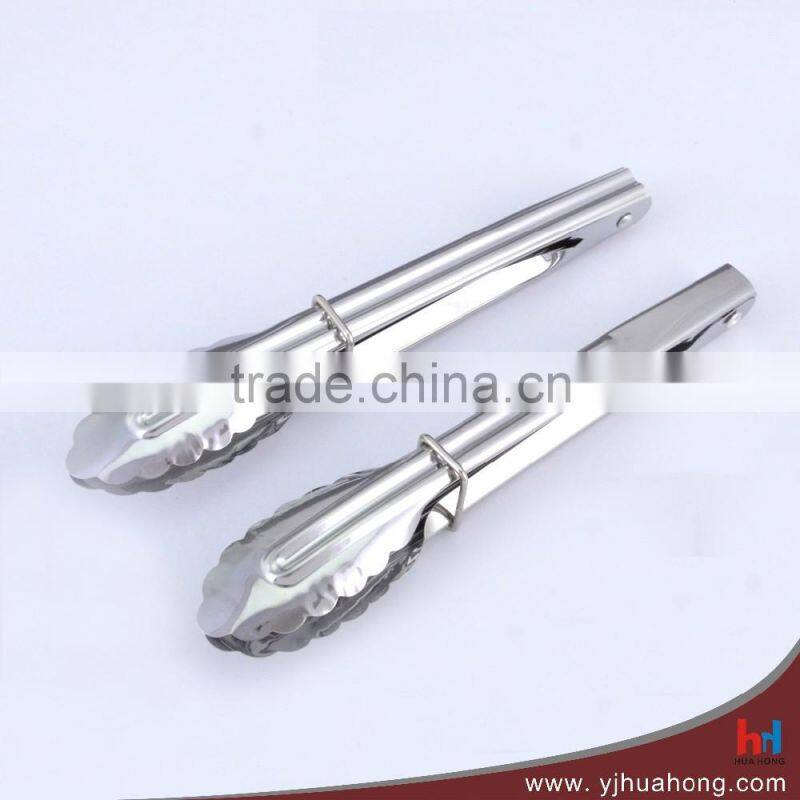 Mirror Full Stainless Steel BBQ Serving food Tongs (HFT-SS01E)