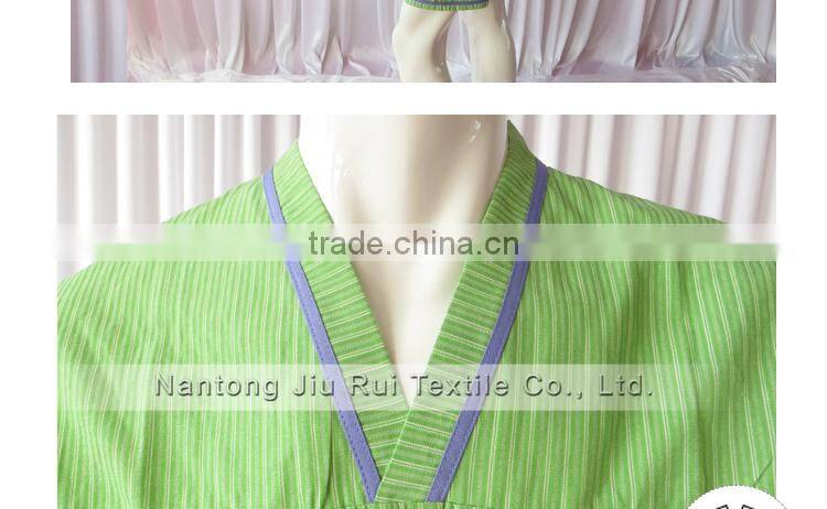 Orange/Green Solid Stripe Unisex Pajama Sets V-Neck Short Sleeve Sleepwear Summer/Autumn Couple Spa Shirt+Pants Pajama Sets