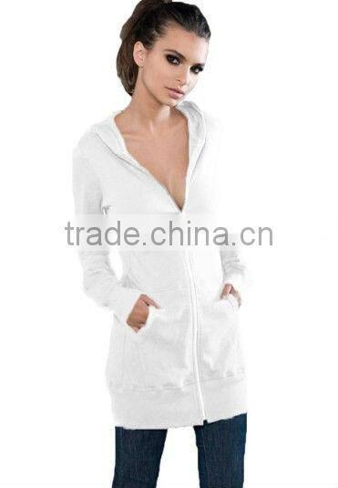 Fitted Long Zip Hoody with Nickel Zipper