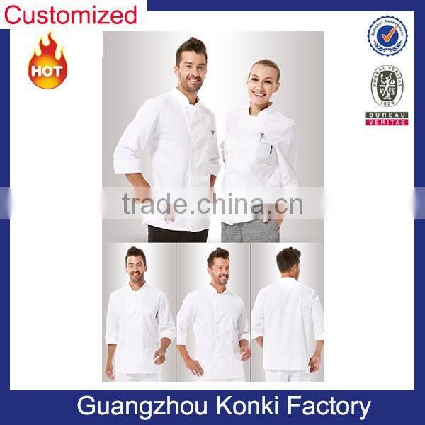 hot sale white black color cotton or polyester fabric waitress waitor restaurant chef uniform