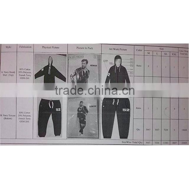Men's Branded Fleece Track Trouser & Hoody (Garment Stock lots / Apparel Stock / stock lots / Garment Apparel from Bangladesh)